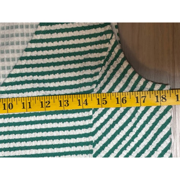 Maeve Tank Top Womens L Green White Striped Peplum V Neck Textured - Picture 13 of 13